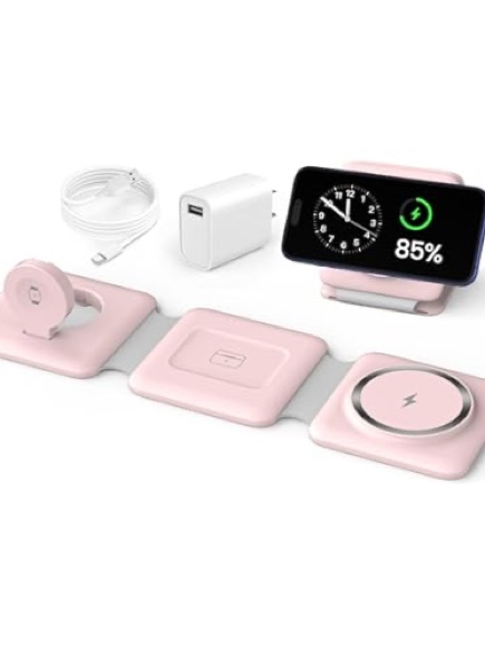 Amazon 3-in-1 Foldable Wireless Charging Pad - Pink